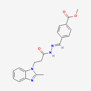 molecular formula C20H20N4O3 B12041033 methyl 4-((E)-{[3-(2-methyl-1H-benzimidazol-1-yl)propanoyl]hydrazono}methyl)benzoate 