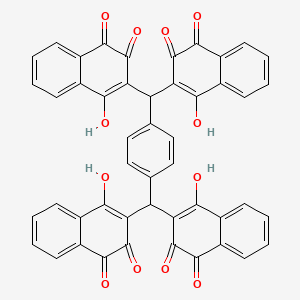 molecular formula C48H26O12 B1204105 2-[[4-[Bis(3-hydroxy-1,4-dioxo-2-naphthyl)methyl]phenyl]-(3-hydroxy-1,4-dioxo-2-naphthyl)methyl]-3-hydroxy-naphthalene-1,4-dione 