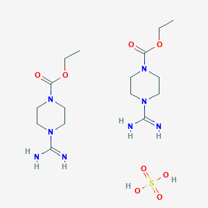 molecular formula C16H34N8O8S B12041127 Ethyl 4-carbamimidoylpiperazine-1-carboxylate hemisulfate 