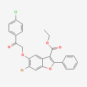 molecular formula C25H18BrClO5 B12041155 Ethyl 6-bromo-5-[2-(4-chlorophenyl)-2-oxoethoxy]-2-phenyl-1-benzofuran-3-carboxylate 