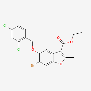 molecular formula C19H15BrCl2O4 B12041432 Ethyl 6-bromo-5-((2,4-dichlorobenzyl)oxy)-2-methyl-1-benzofuran-3-carboxylate 