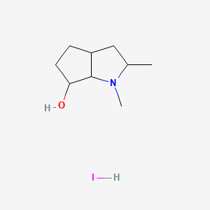 molecular formula C9H18INO B1204144 Octahydro-1,2-dimethylcyclopenta(b)pyrrol-6-ol hydriodide CAS No. 37642-31-2