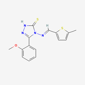 molecular formula C15H14N4OS2 B12041783 3-(2-Methoxyphenyl)-4-(((5-methylthiophen-2-yl)methylene)amino)-1H-1,2,4-triazole-5(4H)-thione CAS No. 478257-28-2