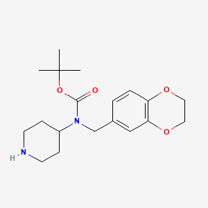 molecular formula C19H28N2O4 B12041786 Tert-butyl (2,3-dihydro-1,4-benzodioxin-6-ylmethyl)(piperidin-4-yl)carbamate 