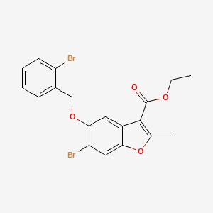 molecular formula C19H16Br2O4 B12041851 Ethyl 6-bromo-5-[(2-bromobenzyl)oxy]-2-methyl-1-benzofuran-3-carboxylate 