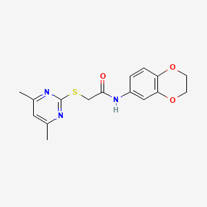 molecular formula C16H17N3O3S B12041895 N-(2,3-dihydro-1,4-benzodioxin-6-yl)-2-[(4,6-dimethylpyrimidin-2-yl)sulfanyl]acetamide 