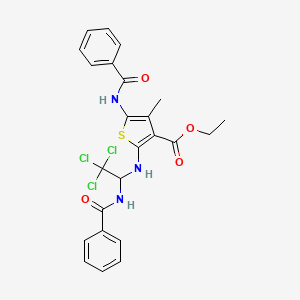 molecular formula C24H22Cl3N3O4S B12041943 Ethyl 5-(benzoylamino)-2-{[1-(benzoylamino)-2,2,2-trichloroethyl]amino}-4-methyl-3-thiophenecarboxylate CAS No. 618092-14-1