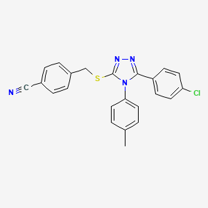 molecular formula C23H17ClN4S B12042071 4-(((5-(4-Chlorophenyl)-4-(p-tolyl)-4H-1,2,4-triazol-3-yl)thio)methyl)benzonitrile CAS No. 477331-21-8