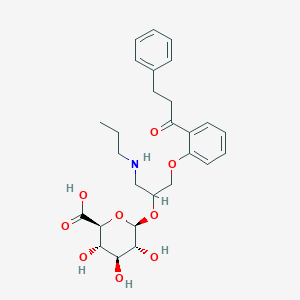 (2S,3S,4S,5R,6R)-3,4,5-trihydroxy-6-[1-[2-(3-phenylpropanoyl)phenoxy]-3-(propylamino)propan-2-yl]oxyoxane-2-carboxylic acid