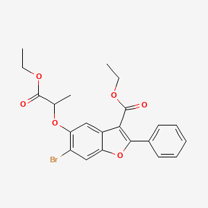 molecular formula C22H21BrO6 B12042117 Ethyl 6-bromo-5-[(1-ethoxy-1-oxopropan-2-yl)oxy]-2-phenyl-1-benzofuran-3-carboxylate 