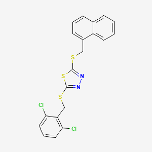 molecular formula C20H14Cl2N2S3 B12042149 2-((2,6-Dichlorobenzyl)thio)-5-((naphthalen-1-ylmethyl)thio)-1,3,4-thiadiazole CAS No. 476484-10-3