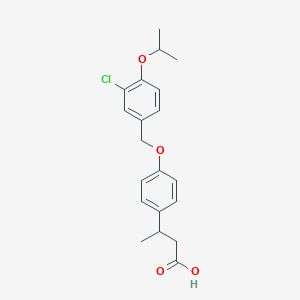 molecular formula C20H23ClO4 B12042286 3-(4-((3-Chloro-4-isopropoxybenzyl)oxy)phenyl)butanoic acid CAS No. 86271-58-1