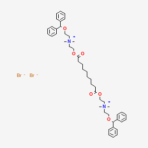 molecular formula C48H66Br2N2O6 B1204242 1,1-Bis(diphenylmethoxy-2'-ethyldimethylammoniumacetoxy)decane dichloride CAS No. 52372-83-5