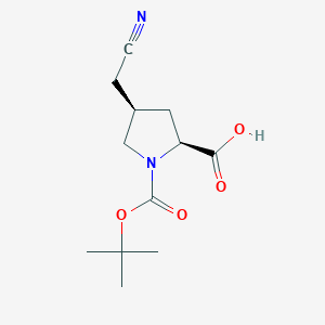 molecular formula C12H18N2O4 B12042520 N-BOC-cis-4-Cyanomethyl-L-proline 