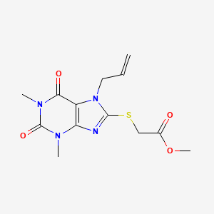 molecular formula C13H16N4O4S B12042624 methyl {[1,3-dimethyl-2,6-dioxo-7-(prop-2-en-1-yl)-2,3,6,7-tetrahydro-1H-purin-8-yl]sulfanyl}acetate 