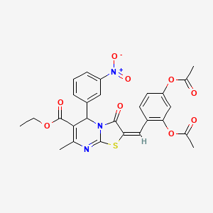 molecular formula C27H23N3O9S B12042725 ethyl (2E)-2-[2,4-bis(acetyloxy)benzylidene]-7-methyl-5-(3-nitrophenyl)-3-oxo-2,3-dihydro-5H-[1,3]thiazolo[3,2-a]pyrimidine-6-carboxylate CAS No. 330846-88-3