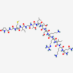 molecular formula C66H119N21O19S B12042997 2-[[6-amino-2-[[2-[[2-[[6-amino-2-[[3-hydroxy-2-[[3-hydroxy-2-[[2-[[3-hydroxy-2-[[2-[[3-methyl-2-[[4-methylsulfanyl-2-[[2-[(5-oxopyrrolidine-2-carbonyl)amino]acetyl]amino]butanoyl]amino]pentanoyl]amino]acetyl]amino]butanoyl]amino]-4-methylpentanoyl]amino]butanoyl]amino]propanoyl]amino]hexanoyl]amino]-5-(diaminomethylideneamino)pentanoyl]amino]-3-methylpentanoyl]amino]hexanoyl]amino]pentanediamide 