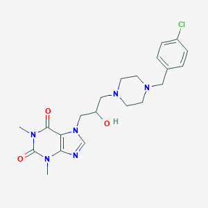 molecular formula C21H27ClN6O3 B012043 Theophylline, 7-(3-(4-(p-chlorobenzyl)-1-piperazinyl)-2-hydroxypropyl)- CAS No. 19971-93-8