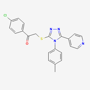 molecular formula C22H17ClN4OS B12043036 1-(4-Chlorophenyl)-2-{[4-(4-methylphenyl)-5-(4-pyridinyl)-4H-1,2,4-triazol-3-YL]sulfanyl}ethanone 