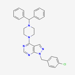 molecular formula C29H27ClN6 B12043065 4-(4-benzhydryl-1-piperazinyl)-1-(4-chlorobenzyl)-1H-pyrazolo[3,4-d]pyrimidine 