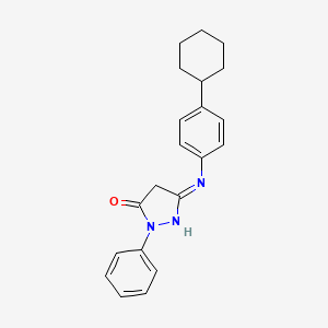 molecular formula C21H23N3O B12043071 5-(4-Cyclohexylanilino)-2-phenyl-2,4-dihydro-3H-pyrazol-3-one CAS No. 22123-83-7