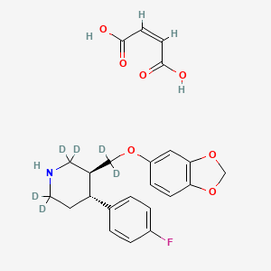 molecular formula C23H24FNO7 B12043092 rac-trans-Paroxetine-D6 Maleate; (3RS,4SR)-3-[(1,3-Benzodioxol-5-yloxy)(dideuterio)methyl]-2,2,6,6,-tetradeuterio-4-(4-fluorophenyl)piperidine Maleate 