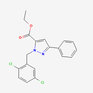 molecular formula C19H16Cl2N2O2 B12043111 Ethyl 1-(2,5-dichlorobenzyl)-3-phenyl-1H-pyrazole-5-carboxylate CAS No. 618070-54-5