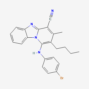 molecular formula C23H21BrN4 B12043140 1-[(4-Bromophenyl)amino]-2-butyl-3-methylpyrido[1,2-a]benzimidazole-4-carbonitrile 