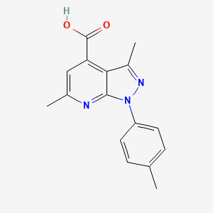 molecular formula C16H15N3O2 B12043240 3,6-Dimethyl-1-p-tolyl-1H-pyrazolo[3,4-b]pyridine-4-carboxylic acid 