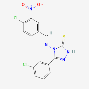 molecular formula C15H9Cl2N5O2S B12043259 4-{[(E)-(4-chloro-3-nitrophenyl)methylidene]amino}-5-(3-chlorophenyl)-4H-1,2,4-triazole-3-thiol CAS No. 478255-27-5