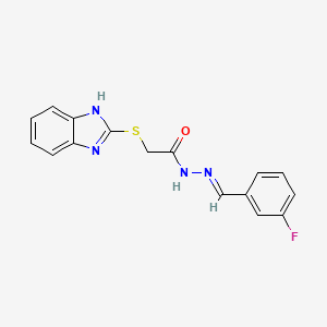 molecular formula C16H13FN4OS B12043345 2-(1H-benzimidazol-2-ylsulfanyl)-N'-[(E)-(3-fluorophenyl)methylidene]acetohydrazide 