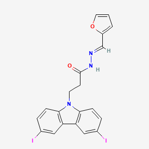 molecular formula C20H15I2N3O2 B12043391 3-(3,6-Diiodo-9H-carbazol-9-YL)-N'-(2-furylmethylene)propanohydrazide 