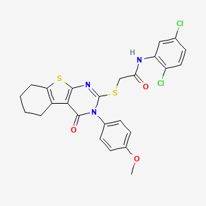 molecular formula C25H21Cl2N3O3S2 B12043392 N-(2,5-dichlorophenyl)-2-{[3-(4-methoxyphenyl)-4-oxo-3,4,5,6,7,8-hexahydro[1]benzothieno[2,3-d]pyrimidin-2-yl]sulfanyl}acetamide CAS No. 477330-32-8