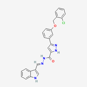 molecular formula C26H20ClN5O2 B12043567 5-{3-[(2-chlorobenzyl)oxy]phenyl}-N'-[(E)-1H-indol-3-ylmethylidene]-1H-pyrazole-3-carbohydrazide 