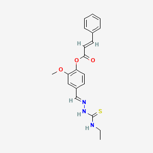 molecular formula C20H21N3O3S B12043570 4-(2-((Ethylamino)carbothioyl)carbohydrazonoyl)-2-methoxyphenyl 3-phenylacrylate CAS No. 477735-08-3
