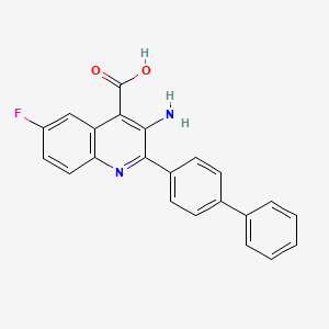 B1204358 3-Amino-2-(1,1'-biphenyl)-4-yl-6-fluoro-4-quinolinecarboxylic acid CAS No. 131745-25-0