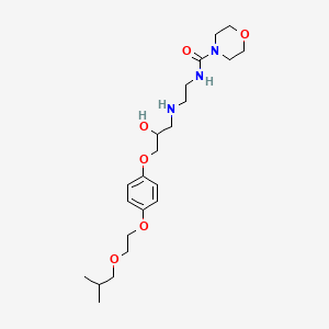 molecular formula C22H37N3O6 B1204360 4-Morpholinecarboxamide, N-(2-((2-hydroxy-3-(4-(2-(2-methylpropoxy)ethoxy)phenoxy)propyl)amino)ethyl)- CAS No. 88017-05-4