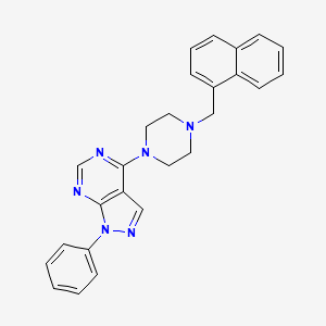 molecular formula C26H24N6 B12043601 4-[4-(naphthalen-1-ylmethyl)piperazin-1-yl]-1-phenyl-1H-pyrazolo[3,4-d]pyrimidine 