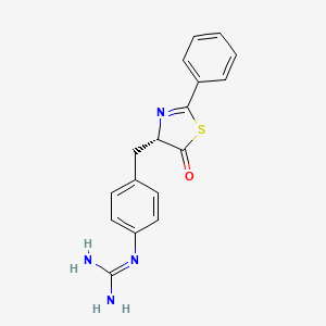 molecular formula C17H16N4OS B1204369 Guanidine, (4-((4,5-dihydro-5-oxo-2-phenyl-4-thiazolyl)methyl)phenyl)-, (S)- CAS No. 88291-51-4