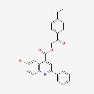 molecular formula C26H20BrNO3 B12043776 2-(4-Ethylphenyl)-2-oxoethyl 6-bromo-2-phenylquinoline-4-carboxylate CAS No. 355429-14-0