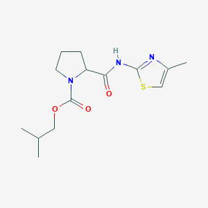 molecular formula C14H21N3O3S B1204378 2-[[(4-Methyl-2-thiazolyl)amino]-oxomethyl]-1-pyrrolidinecarboxylic acid 2-methylpropyl ester 