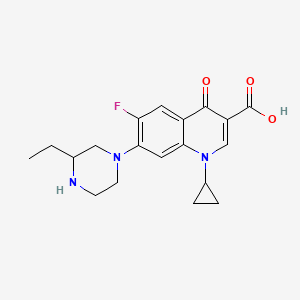 molecular formula C19H22FN3O3 B1204382 3-Quinolinecarboxylic acid, 1-cyclopropyl-7-(3-ethyl-1-piperazinyl)-6-fluoro-1,4-dihydro-4-oxo- CAS No. 93107-33-6