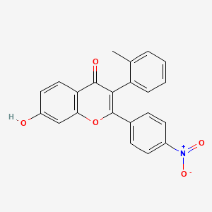 molecular formula C22H15NO5 B12044046 7-hydroxy-2-(4-nitrophenyl)-3-(o-tolyl)-4H-chromen-4-one 