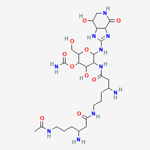 [5-[[6-[(6-Acetamido-3-aminohexanoyl)amino]-3-aminohexanoyl]amino]-4-hydroxy-2-(hydroxymethyl)-6-[(7-hydroxy-4-oxo-1,3a,5,6,7,7a-hexahydroimidazo[4,5-c]pyridin-2-yl)amino]oxan-3-yl] carbamate