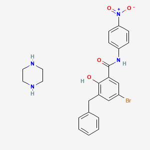 molecular formula C24H25BrN4O4 B1204413 PIPERAZINE, 3-BENZYL-5-BROMO-2-HYDROXY-N-(4-NITRO-PHENYL)-BENZAMIDE CAS No. 115815-30-0