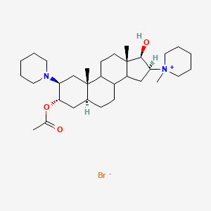 molecular formula C32H55BrN2O3 B1204419 3-(Acetyloxy)-17-hydroxy-16-(1-methylpiperidin-1-ium-1-yl)-2-(piperidin-1-yl)androstane bromide 
