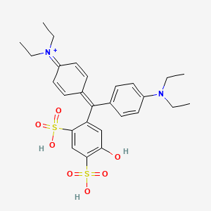 molecular formula Calcium compound: C27H31N2O7S2Ca1/2; Sodium compound: C27H31N2O7S2Na<br>C27H33N2O7S2+ B1204435 Patent Blue V free acid CAS No. 25305-77-5