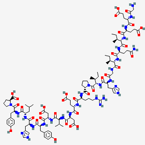 molecular formula C107H158N28O34 B12044528 (2S)-1-[(2S)-2-[[(2S)-2-[[(2S)-2-[[(2S)-2-[[(2S)-2-[[(2S)-2-[[(2S)-2-[[(2S)-2-[[(2S)-2-[[(2S)-1-[(2S,3S)-2-[[(2S)-2-[[2-[[(2S,3S)-2-[[(2S)-5-amino-2-[[(2S,3S)-2-[[(2S)-2-[[(2S)-2-[(2-aminoacetyl)amino]-4-carboxybutanoyl]amino]-4-carboxybutanoyl]amino]-3-methylpentanoyl]amino]-5-oxopentanoyl]amino]-3-methylpentanoyl]amino]acetyl]amino]-3-(1H-imidazol-4-yl)propanoyl]amino]-3-methylpentanoyl]pyrrolidine-2-carbonyl]amino]-5-carbamimidamidopentanoyl]amino]-4-carboxybutanoyl]amino]-3-carboxypropanoyl]amino]-3-methylbutanoyl]amino]-3-carboxypropanoyl]amino]-3-(4-hydroxyphenyl)propanoyl]amino]-3-(1H-imidazol-4-yl)propanoyl]amino]-4-methylpentanoyl]amino]-3-(4-hydroxyphenyl)propanoyl]pyrrolidine-2-carboxylic acid 