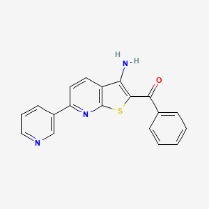 molecular formula C19H13N3OS B12044532 (3-Amino-6-(3-pyridinyl)thieno(2,3-B)pyridin-2-YL)(phenyl)methanone 