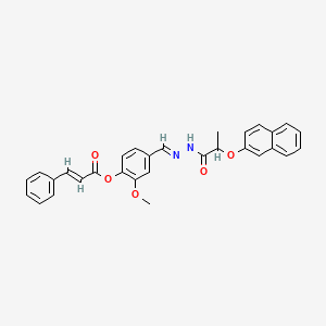molecular formula C30H26N2O5 B12044791 [2-methoxy-4-[(E)-(2-naphthalen-2-yloxypropanoylhydrazinylidene)methyl]phenyl] (E)-3-phenylprop-2-enoate 